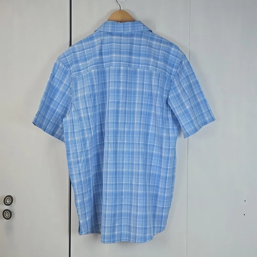 Lake & Trail Mens Blue/White PLAID Pocket Button down Shirt outdoors Sz.M - Picture 6 of 9